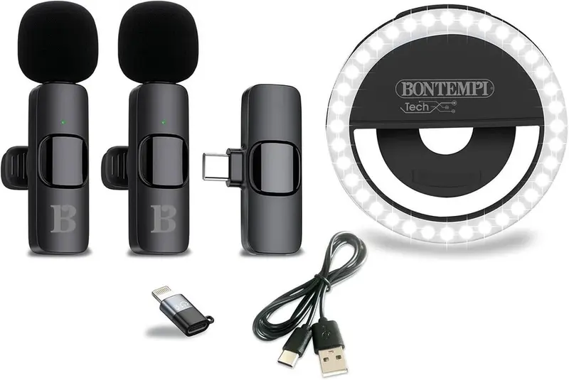 ANELLO DI LUCE CON MICROFONI WIRELESS