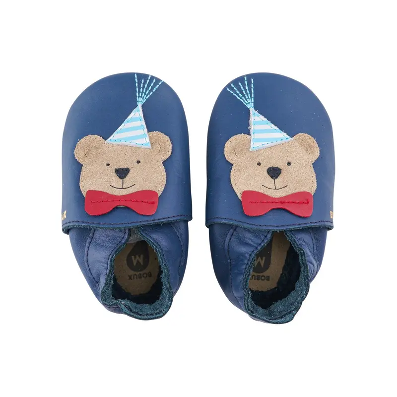 Babbucce in pelle morbida, Party bear navy