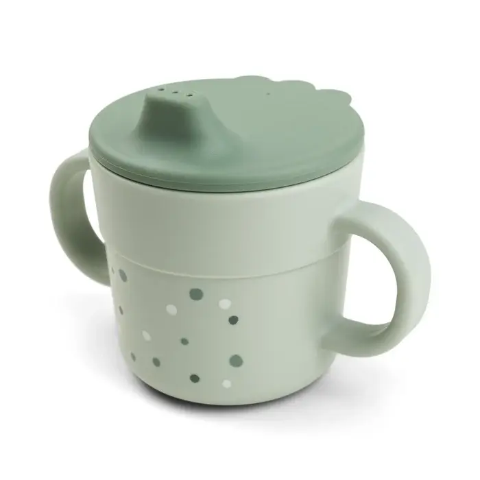 Bicchiere Con Tappo Con Beccuccio e Manici - Dots Verde