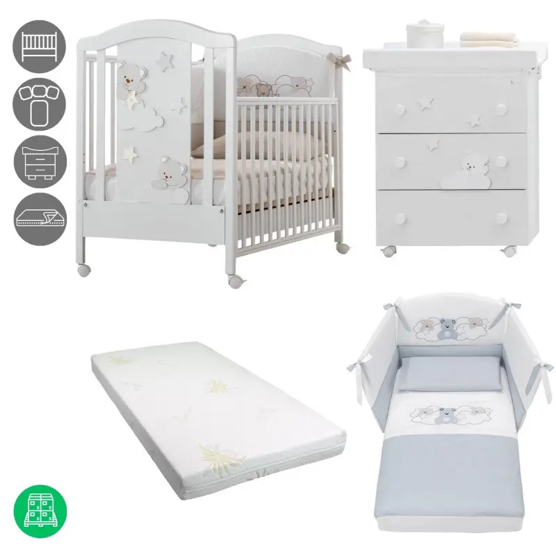Cameretta Completa Azzurra Design Mars Bianco