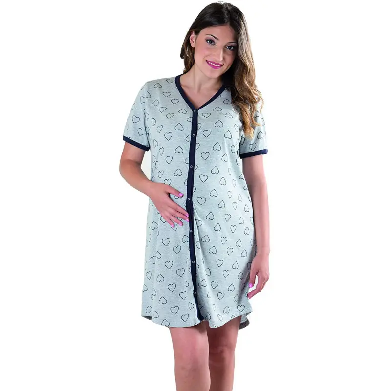 Camicia da Notte Grigia a Cuori