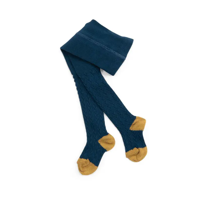 Collant a trecce in maglia blu notte, Ginger