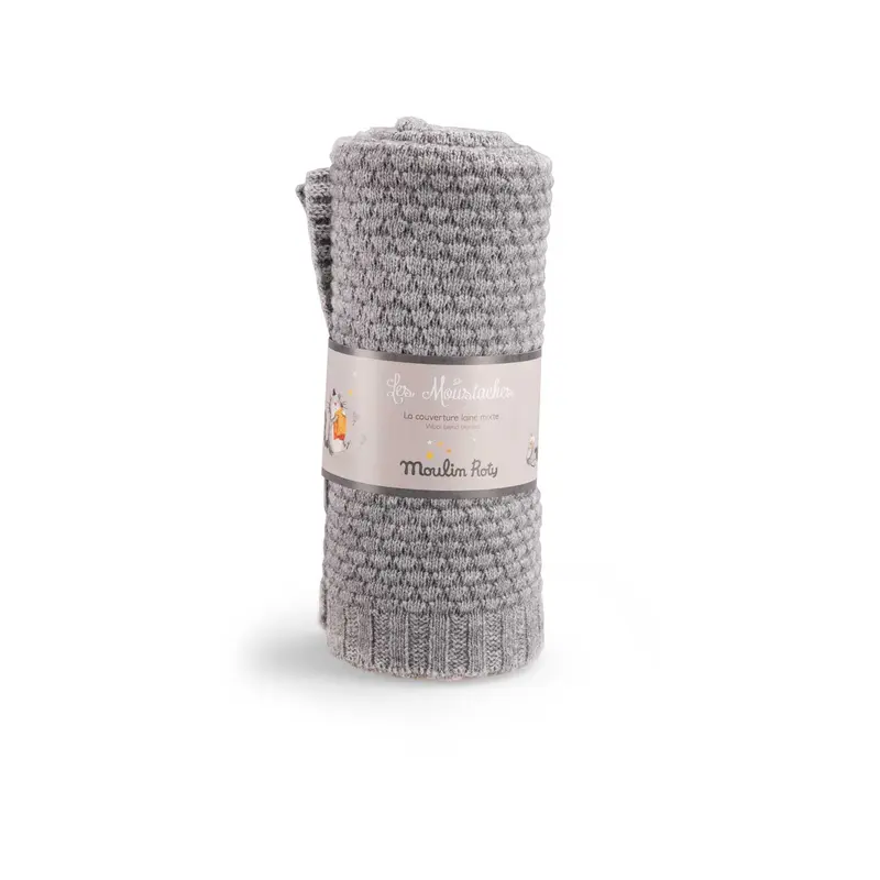 Coperta in misto lana e cotone grigio