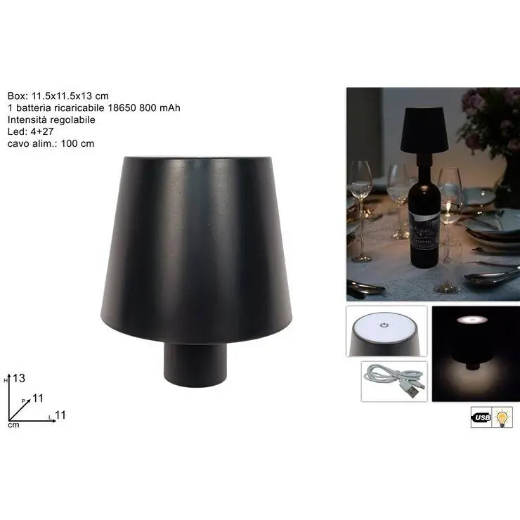 DUESSE Lampada Per Bottiglie A Led Nera - 340807