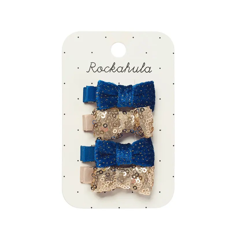 Fermagli mini clip Fiocchi blu oro