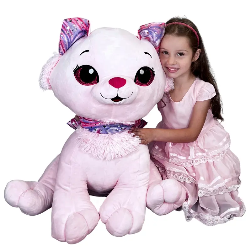 GATTO PELUCHE ROSA 60 CM