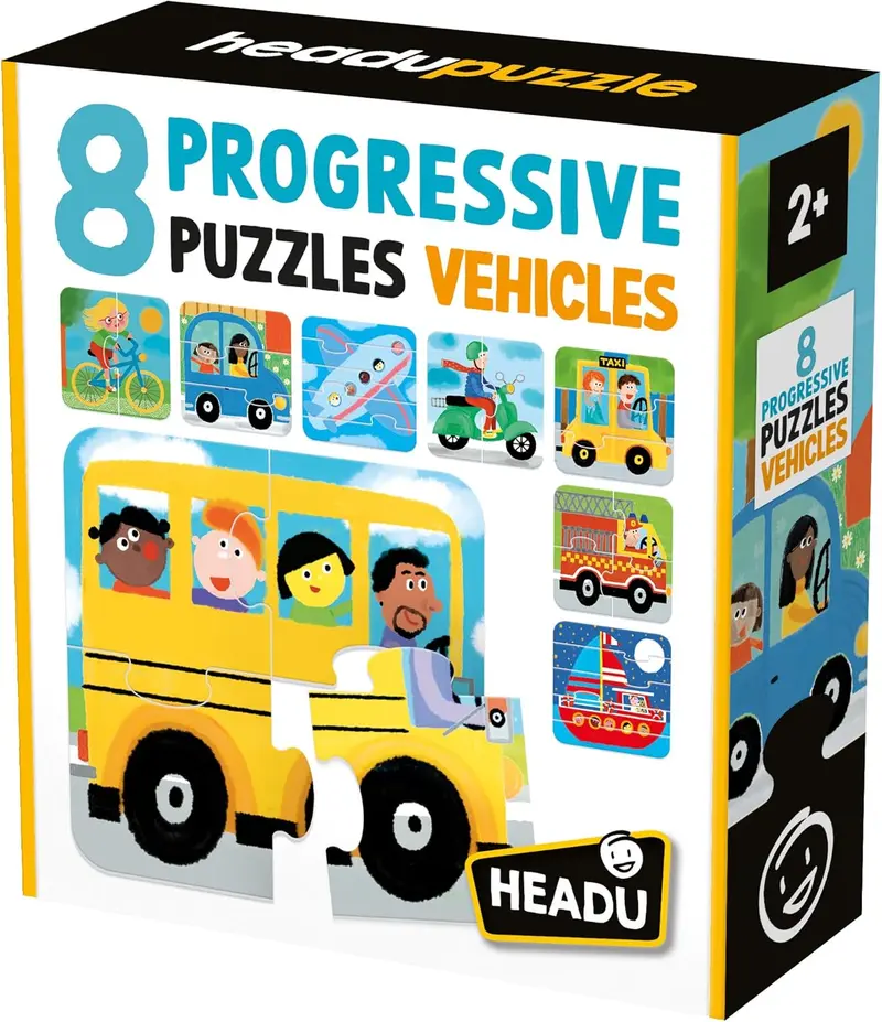 Headu 8 Progressive Puzzle Vehicles