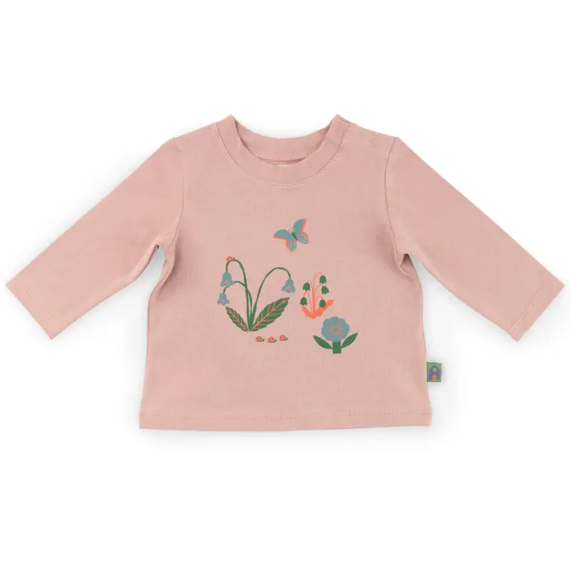 Maglietta manica lunga in cotone rosa, Oriane