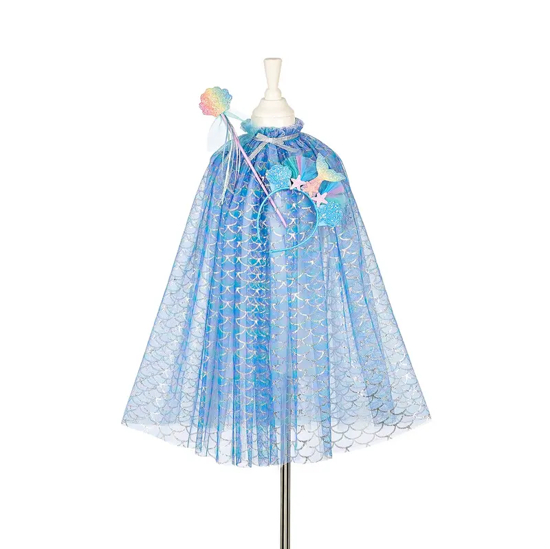 Mantello Sirenetta Marlya con set tiara e bacchetta