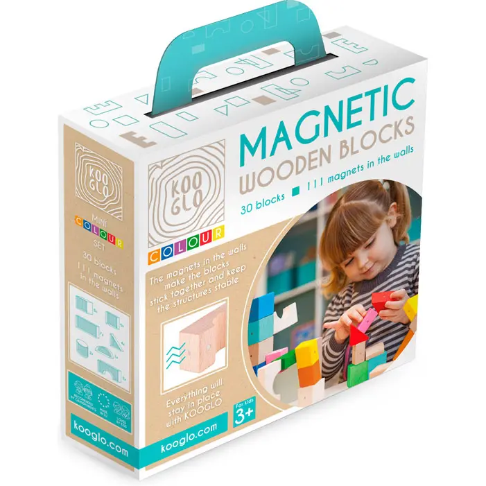 Mini Set Blocchi Magnetici Di Legno - 30 Pezzi