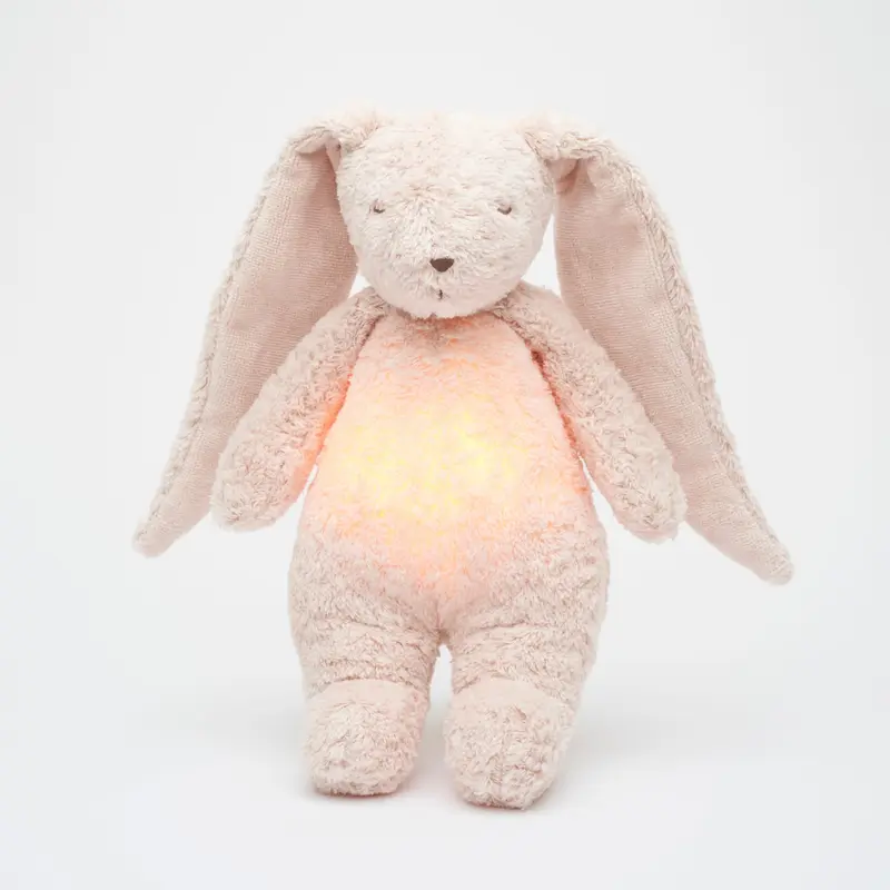 Moonie Coniglio in cotone bio con suoni e luce, Rose