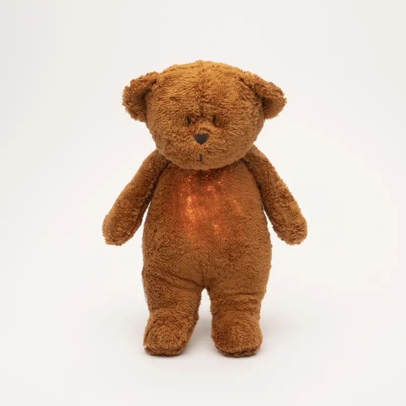 Moonie Orsetto in cotone bio con suoni e luce, Caramel
