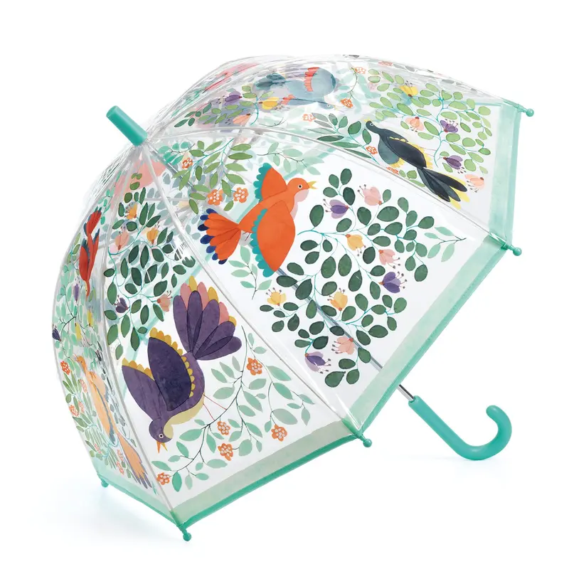 Ombrello trasparente Fiori e uccelli