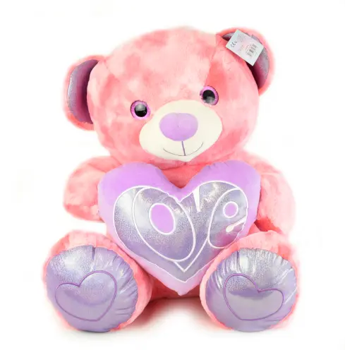 ORSO ROSA CON CUORE 80 CM