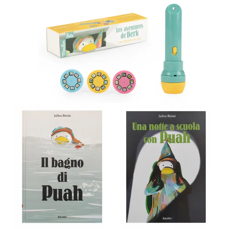 Pacchetto Lampada proietta storie e 2 Libri, Puah