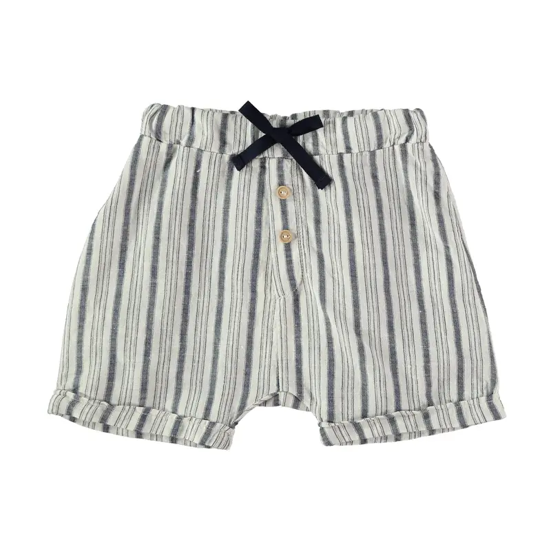 Pantaloncini in misto lino e cotone bio Righe blu