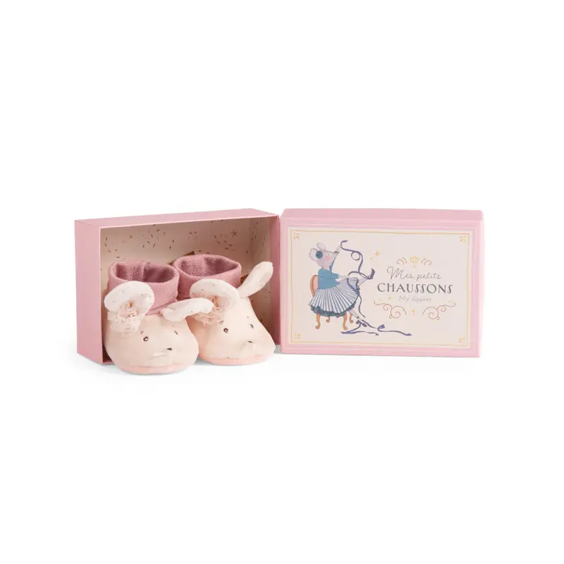 Pantofole bebè Topo rosa, 0-6 mesi