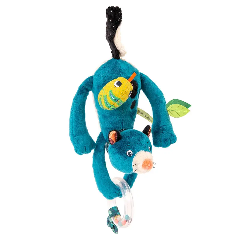 Peluche Zimba attività e sonaglio da appendere