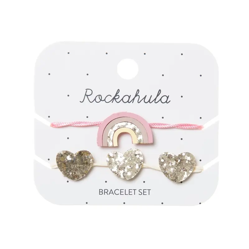 Set braccialetti Arcobaleno e cuoricini oro