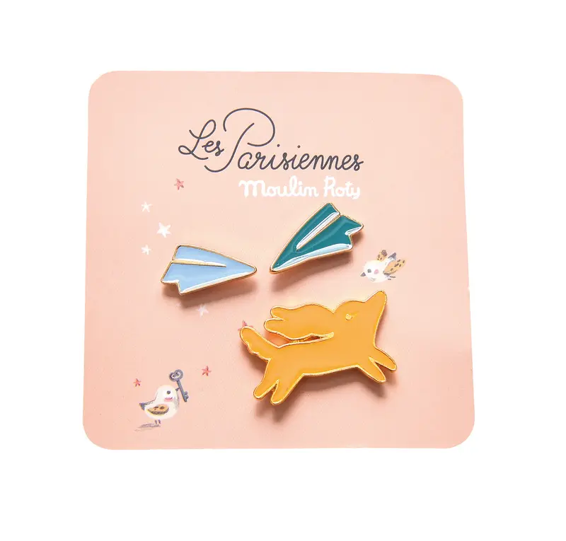 Set di 3 spille laccate Cane