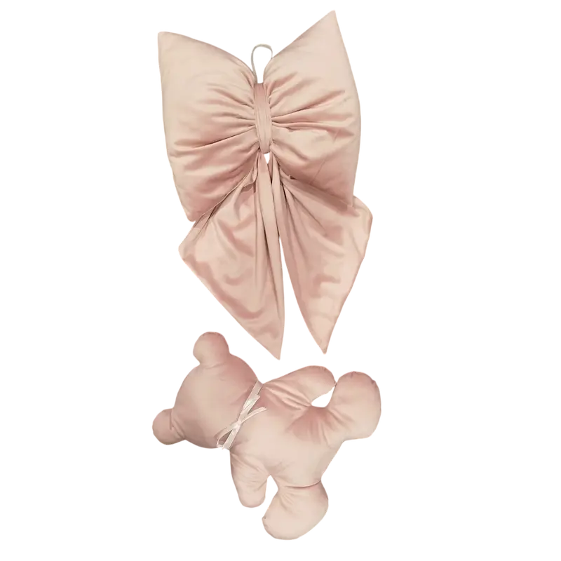 Set Fiocco e Orsetto Personalizzato Rosa