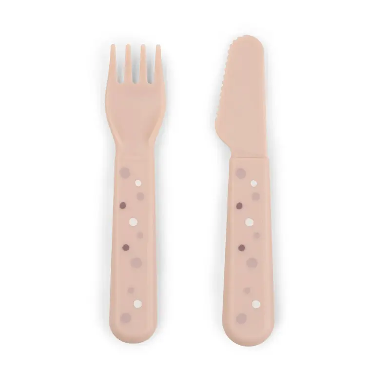 Set Posate Da Apprendimento 100% PP Alimentare - Dots Cipria