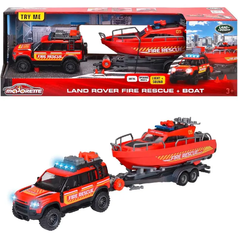 SIMBA Land Rover Con Barca Pompieri Luci E Suoni - 213716001038