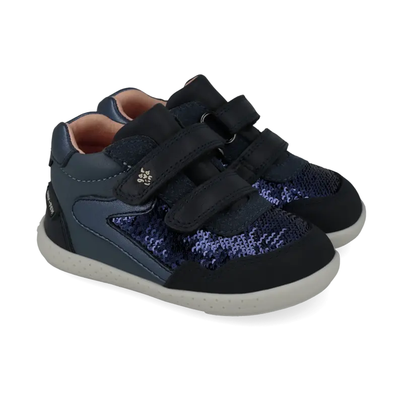 Stivaletti barefoot impermeabili, Navy blu e paillettes
