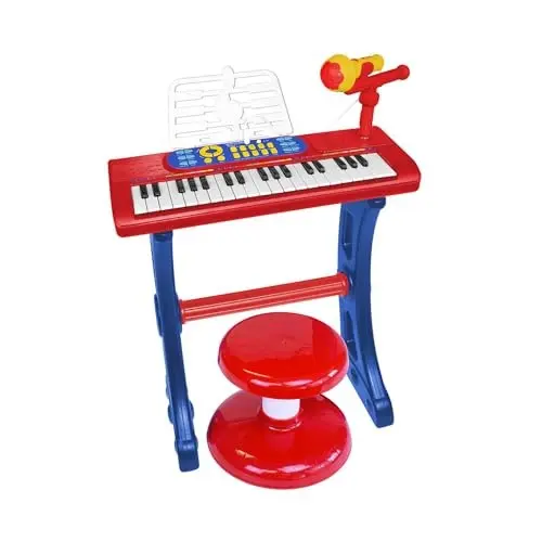 TASTIERA 37 TASTI CON GAMBE MICROFONO E SGABELLO ROSSA