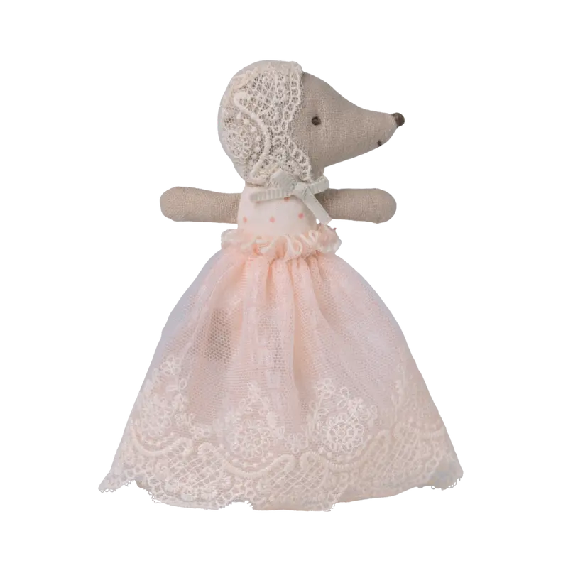 Topo bebè in abito battesimo - Rosa