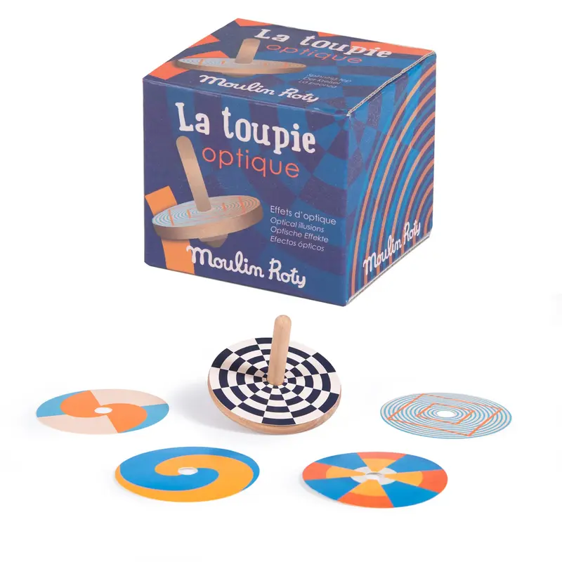 Trottola in legno con illusioni ottiche